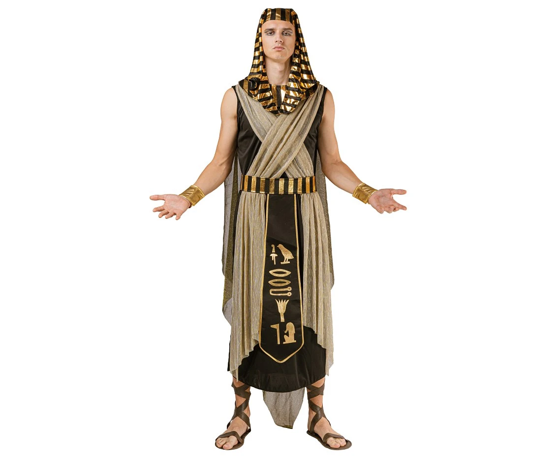 Role play-set for adult Egiptian Pharaoh (headscarf, robe, cape, belt, wristbands), size 52